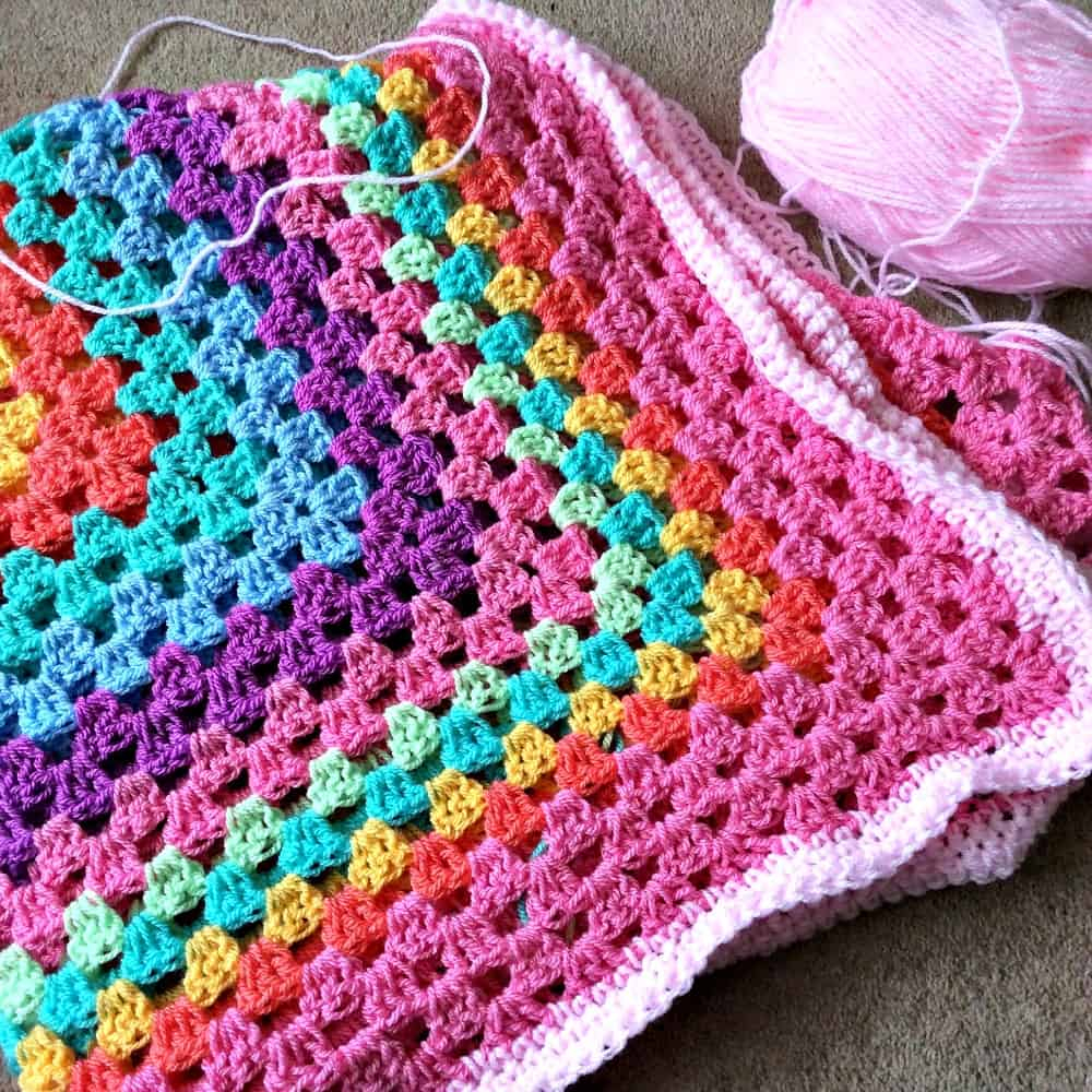 Square Stitch Crochet Blanket Pattern - Baby Girl Crochet Blanket Free Pattern